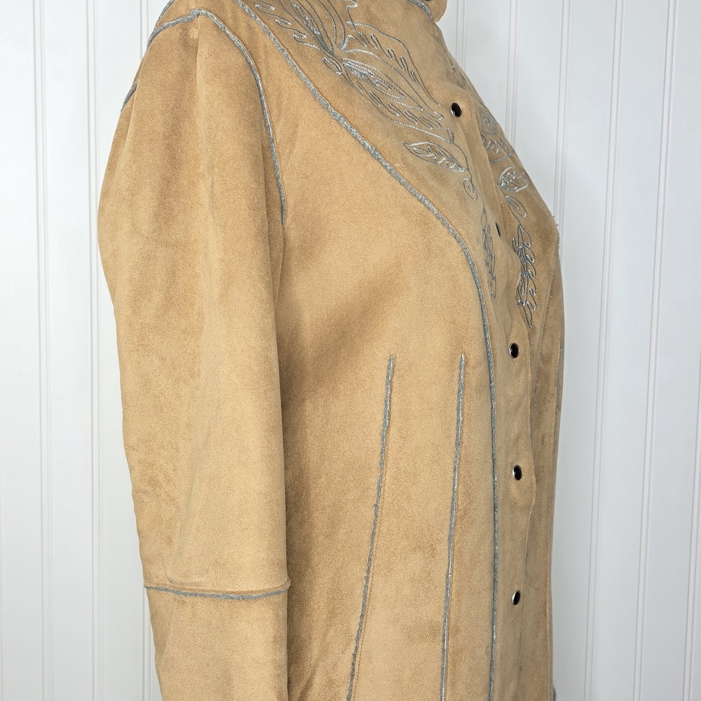 Tasha Polizzi Tasha Polizzi Western Embroidered Faux Suede Jacket Tan Size M - Picture 4 of 10